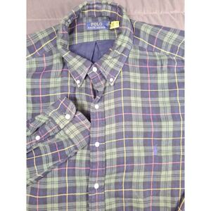 Polo Ralph Lauren Green Blue Check Plaid Double Faced Shirt Men 2XLT Hiking Work